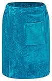Floringo Luxus Saunakilt/Sauna-Kilt Twin-Star Herren mit Klettverschluss und aufgesetzter Tasche - Petrol