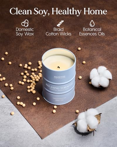 Image of M&SENSE Tobacco Vanilla Scented Candles Natural Non Toxic, Aromatherapy Candle for Stress Relief Meditation Relaxing, Housewarming Gifts for Women Men, 11.3oz 70 Hour Long Burning
