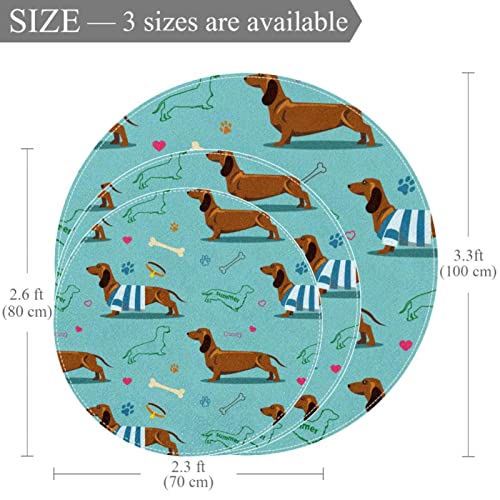 Tapis rond Chien Teckel 100cm pour protéger le sol du salon - 4