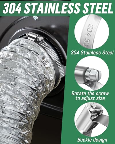 JatilEr 70-90mm Hose Clips, 8 Pcs Adjustable Hose Clamps 304 Stainless Steel Pipe Clips - Image 3