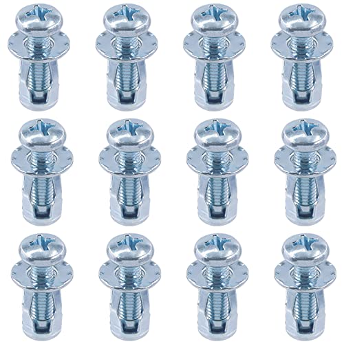 Swpeet 12Pcs M6 x 25 Jack Nuts Petal Nuts Expansion Nut Thins Fixings Dowels with Screws Assembly for Hollow Wall Iron Skin Line Use in Thin Soft Wall (M6 x 25)
