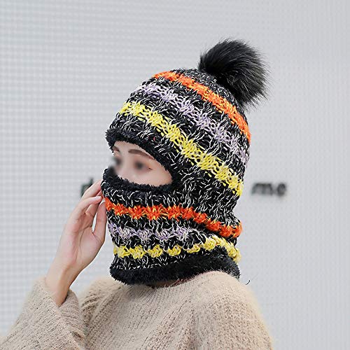 Cap de ski femme épais avec maille tricotée style coupe-vent pour protection thermique automne hiver