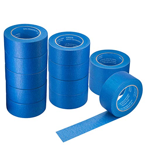 Free Shipping 🛒 12 Rolls 2" (1.88”/48mm) X 54 YDs Pro-Grade Blue Painters Tape, Medium Adhesive That Sticks Well but Leaves no Residue Behind by KIWIHUB
