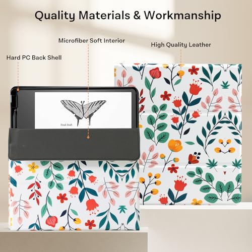 Image of CoBak Case for Tablet Reader - All New PU Leather Cover with Auto Sleep Wake Feature for Tablet Reader 10.2 inch 2022 & 2024 Released with Pen Holder (not Compatible with Remarkable),Floral Sea