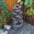 YZM 39.37" H 7-Tiers Cascading Rock Water Fountain Waterfall Fountain with LED Lights Outdoor Fountains and Waterfalls for Garden or Patio, Yard, and Deck Decor with Natural Stone Look