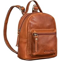 STILORD 'Tiny' Mochila Pequeña Mujer Piel Casual Mochila de Cuero para Mujeres Vintage Bolsa Pequeña Mochilas de Auténtica Piel, Color:Texas - marrón