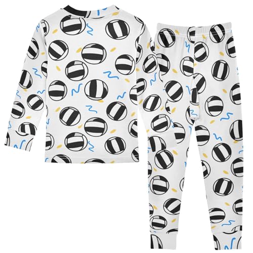 Cartoon Pajamas Set Beach Volleyball Blue Lines Pattern Long Sleeve PJs Cotton Jammies Sleepwear Top and Pants2