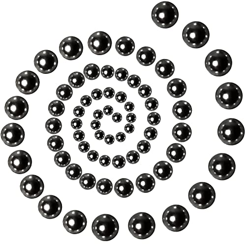 Toaob 1000pcs Half Round Flat Back Black Pearl ABS Resin Cabochons 4 mm 6 mm 8 mm 10 mm 12 mm for DIY Jewellery Making Decoration
