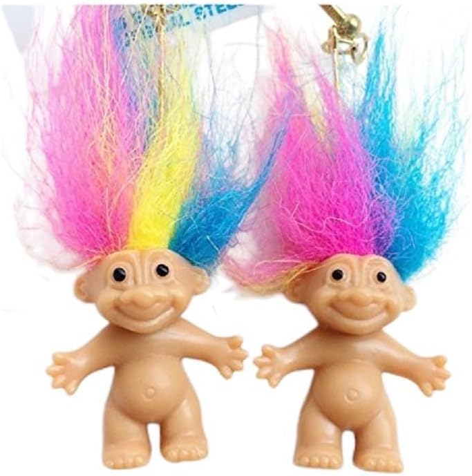 Troll Doll Earrings Rainbow