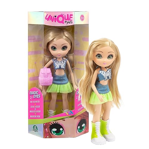 Giochi Preziosi, Unique Eyes Bambola Fashion Doll Amy, Bambola Bambina dai 3 Anni, le Uniche Bambole che ti Seguono con lo Sguardo, Accessori Moda e Zainetto Colorato