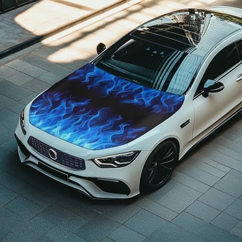 Image of Blue Bonfire Car Hood Cover Protector 59x39 Inch Waterproof Sun Proof Car Hood Wrap Blankets Automotive Exterior Accessories for Most SUV Sedans Trucks Pickup