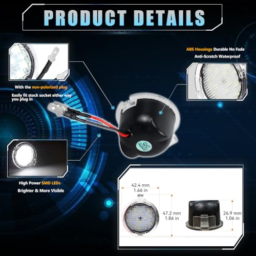 Lámparas LED para espejo lateral Ford F150, 2 piezas blanco miniatura 4
