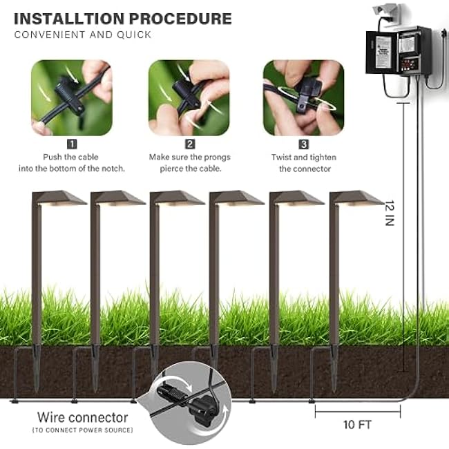 Low Voltage Cable Connector (4 PCS) Fast Lock Twist 12-18 Gauge Wire Connectors for Outdoor Landscape Lighting Spotlights Floodlight Pathway Lights