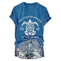 Gulf of Mexico Stay Salty and Resist T-Shirt Women Turtle T-Shirt Est 1550 Retro Vintage Tank Top Blue
