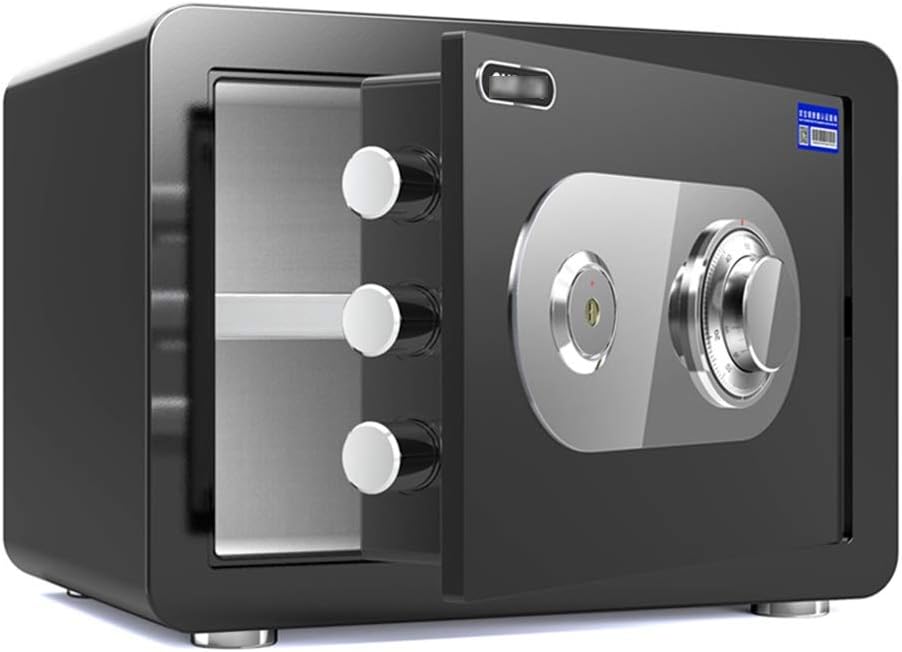 Password Deposit Box,Anti-theft Mechanical Lock Steel Large Capacity Invisible Safes with Detachable Partition and Key Cabinet (color White,Size 25cm) (Black 3 safe