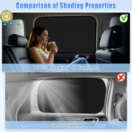 Image of ZATOOTO Car Window Covers for Rear Side Window Curtains Suede Sun Shade for Privacy Blackout for UV Protection, Car Shades for Large Rear Window, 21.2x39.3in
