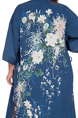 Image of Applesauce - 808V - Plus Size Women's Kimono Long Robe - Vintage Floral (One-Size fits most US 1X 2X 3X)