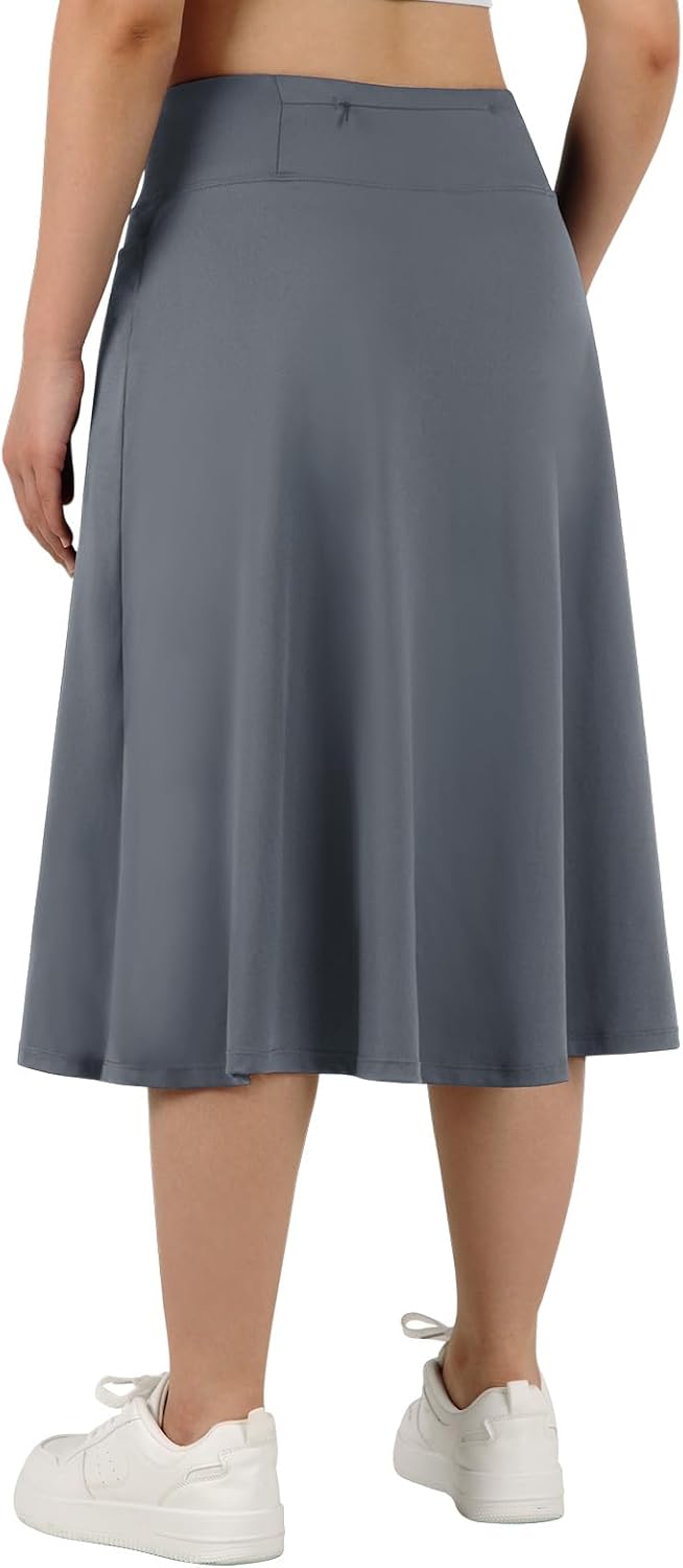ANIVIVO Women's Skorts Knee Length, Modest Long Skort Athletic Sports Casual Skirt with High Waisted Pockets - Image 3