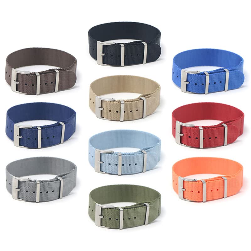 StrapsCo Single Pass Nylon Seat Belt Watch Band Strap - Black - 19mm