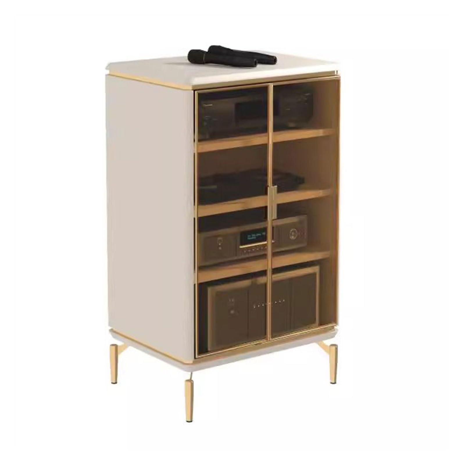 Support d'enceinte Armoire Audio Professionnelle KTV Jukebox, Armoire d'amplificateur, d'équipement de Support, vidéo(Blanc,60 * 55 * 95CM)