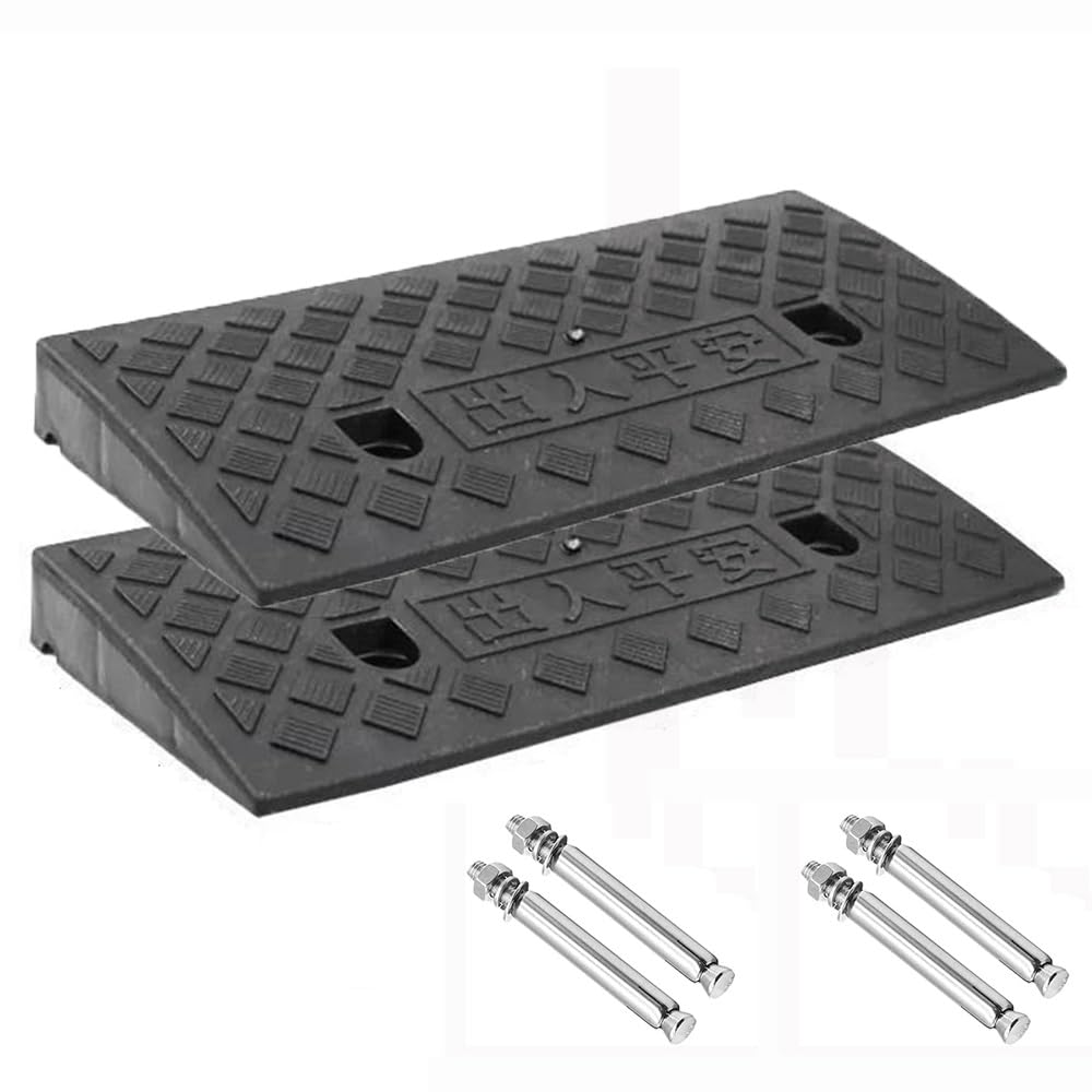 DAQXYH 2 PCS Portable Driveway Curb Ramps For Cars Doorways Threshold Ramps 1in 2in 3in 4in 5in 6in 7in Rise Step Ramp For Wheelchairs Bikes Scooter(50 * 22 * 5cm)