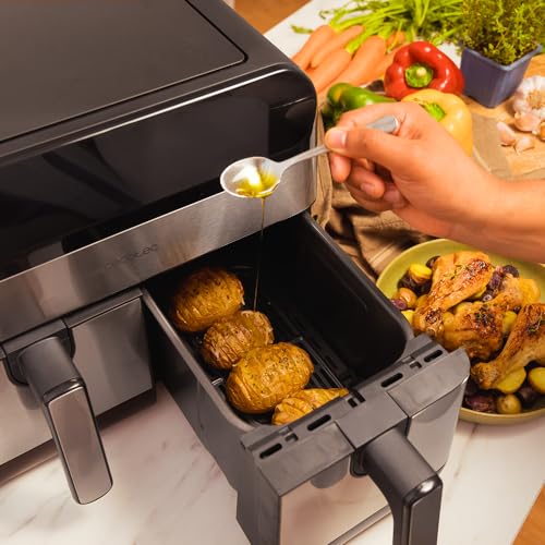 Cecotec Friggitrice Ad Aria 9L Cecofry Advance 9000 Inox. Airfryer Digitale 2800W, 2 Vaschette Da 4,5L, Doppia Temperatura, Temperatura Regolabile Da 80-200 ºC, 7 Programmi, Pannello Touch - 8