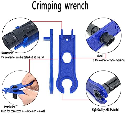 QeeHeng Crimping Tool Kit-Solar Cable Connector,1 Crimper,1 Wire Stripper,5 Pairs Male/Female Solar Panel Connectors, 2 Straight Wrenches,35PCS Solar Panel Wiring Kits