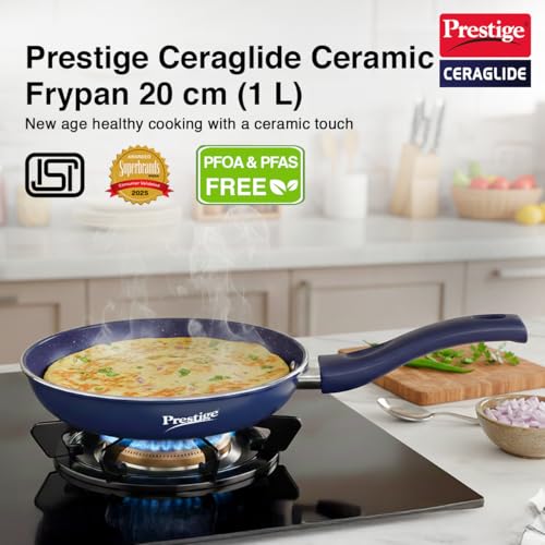 Image of Prestige Ceraglide Ceramic Coated 20 cm Non-Stick Fry Pan | Consumes Less Oil | PreferredFor High Heating & Even Heating | Stain-Resistant | Gas & Induction Compatible