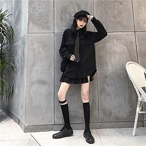 Amazon 病みかわいい ゴスロリ 黒 ブラウス ワイシャツ ネクタイ ゴシック 大人可愛い モード系 韓国 オルチャン 原宿系 病みかわいい服 レディース トップス 病みかわ 春 秋 冬ファッションロリータ シャツ ブラウス 通販