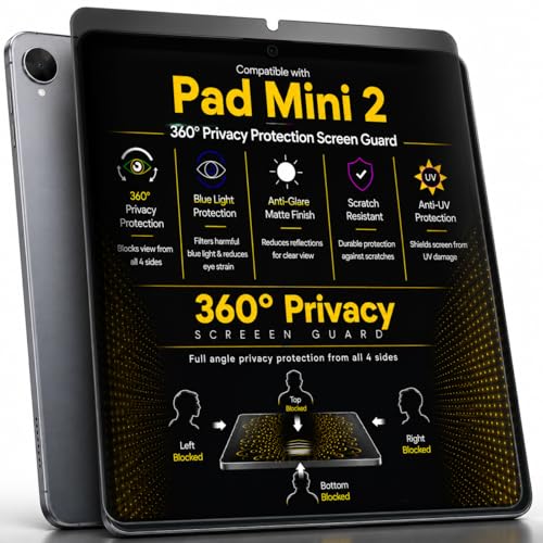 Image of Pxin 360 Pro Privacy Screen guard compatible with Realme Pad Mini 2 | Anti Glare | Anti UV | Anti Blue | Anti Reflection | Privacy Filter | Unbreakable Build