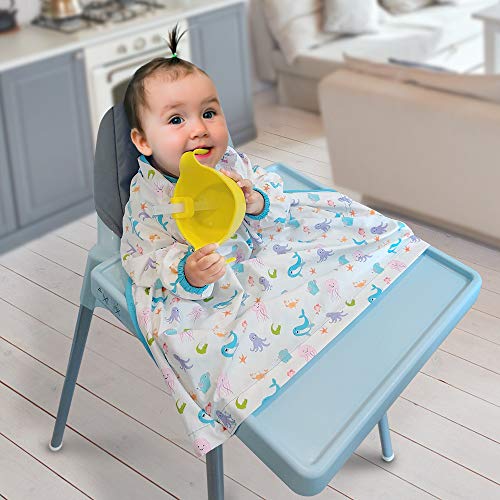 Sunix Baberos del Bebés Impermeable, Babero de destete de Bebés lavable suave unisex, se adhiere a su trona, babero de alimentación ideal para niños pequeños, para bebés de 6 meses a 2 años