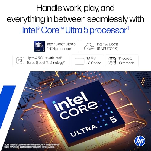 Image of HP 14, Intel Core Ultra 5 125H (24GB DDR5, 1TB SSD), Micro-Edge, Anti-Glare, FHD, 14'' /35.6cm, Win11, M365* Office24, Silver, 1.4kg, ep1180TU, FHD Camera, Backlit Laptop