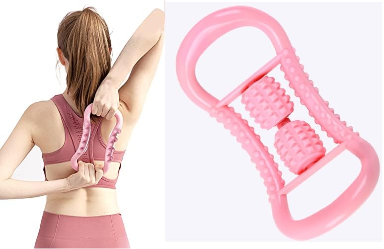2 Piece Yoga Ring Pilates Ring Magic Circle Portable Fitness Tool for Exercise Stretching Slimming Chest Thighs Arms Core Ring Pilate Fascia Massage Training Home Gym Workouts (23 x 12 cm)