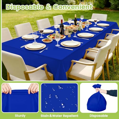 Image of Mulbozy 4 Pcs Blue Plastic Table Cloth Disposable, 54 x108 Inch
