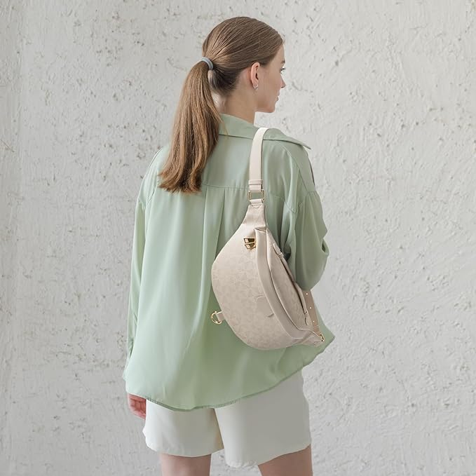 Xehuro Women's Checkered Multi Color Fanny Pack (Beige-2) - Image 3