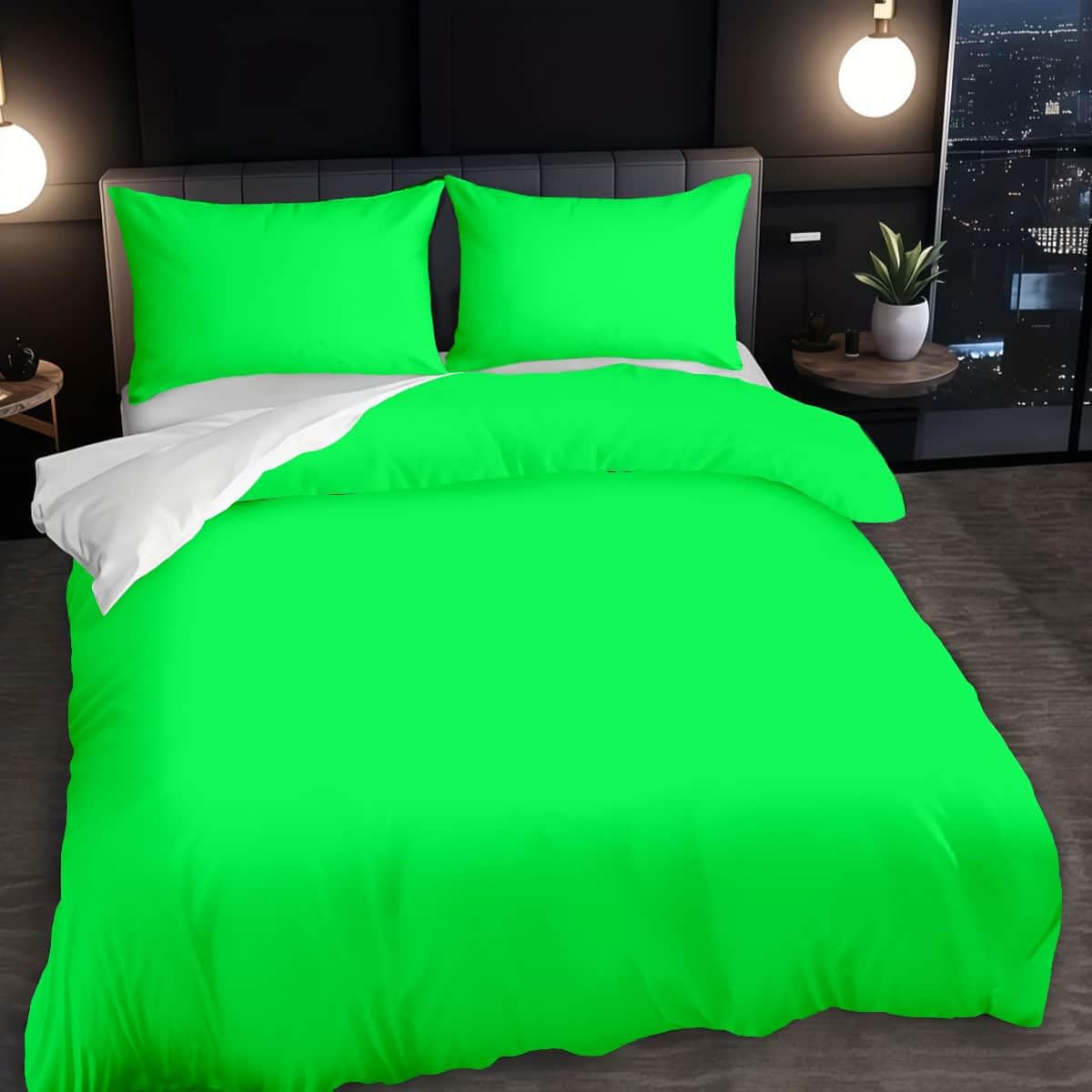 Housse de couette vert uni pour un sommeil confortable et réparateur