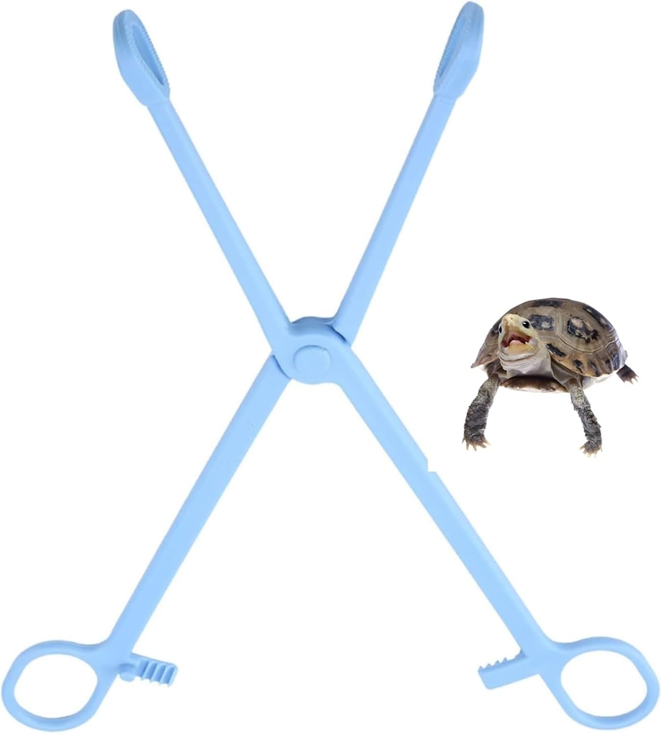 Flexible Reptile Feeding Tongs, 9.64-Inch Blue Plastic Tweezer for Safe Handling of Reptiles, Amphibians, and Aquatic Pets