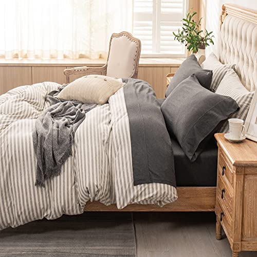 PURE ERA Jersey Knit 4pc Bed Sheet Set 100% T-Shirt Heather Cotton Super Soft Comfy Breathable Fits Mattress Up to 20" Extra Deep Pocket (Charcoal Dark Grey, Cal King)