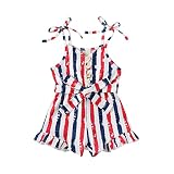 4th of July Toddler Girl Outfit Baby Girl One Piece Romper American Flag Print Sleeveless Jumpsuit C