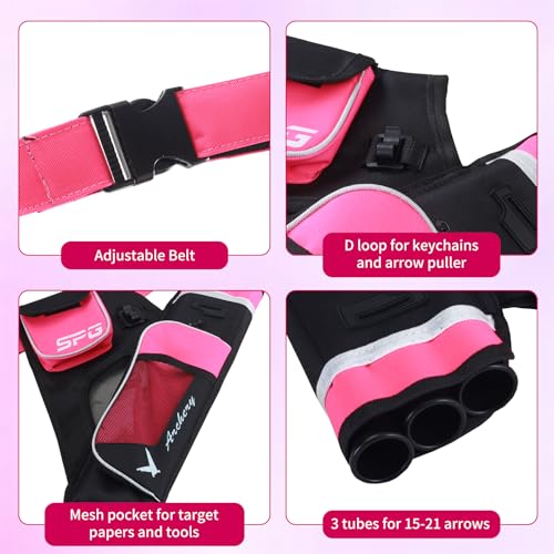 SOPOGER Archery Arrow Quiver Hip Quiver with 3 Tube (Pink) by SOPOGER - Image 4