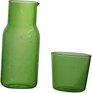 Yardwe Juego de jarra de agua para mesita de noche con vaso de cristal, color verde