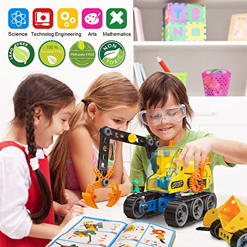 HOMETTER Building Toys for Age 5-12 Year Old Boys Gift, 6 in 1 Engineering Excavator Toys - Image 3