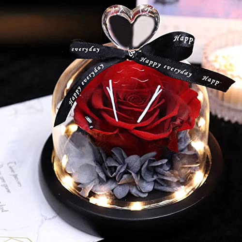 Preserved Real Rose in Glass Dome Gift Flower,Gift for Mom Preserved Real Rose, Birthday Gift for Girlfriend, love wedding anniversary, valentine's day anniversary, christmas romantic gift decoration.