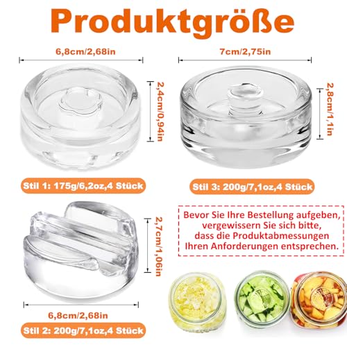 Miniatura 2 de Dbaattz Pesos De Fermentación, 4 Piezas De Piedra De Peso, Pesas Para Tarros De Conserva De Pepino, Pesas De Vidrio Para Fermentación Ø 7cm,Pesas De Para Fermentar Verduras En Salmuera