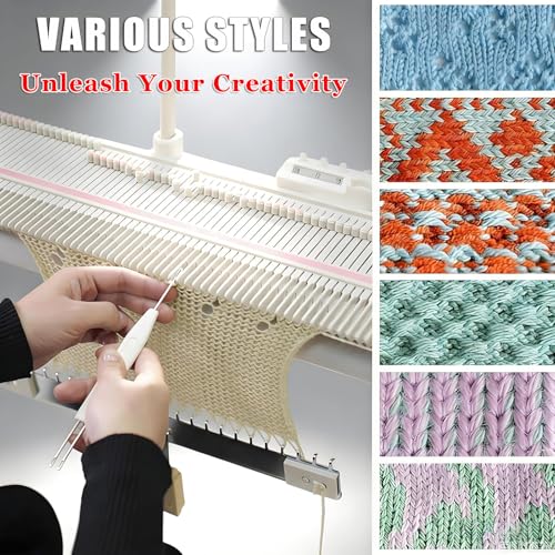 Tozmvi Macchina Per Maglieria Automatica Per Adulti, Calibro Medio Da 6,5 ​​Mm, 150 Punti, Dispositivo Per Lavorare A Maglia Sciarpe/Cappelli Con Accessori,Kit Per Maglioni Fai Da Te - 6