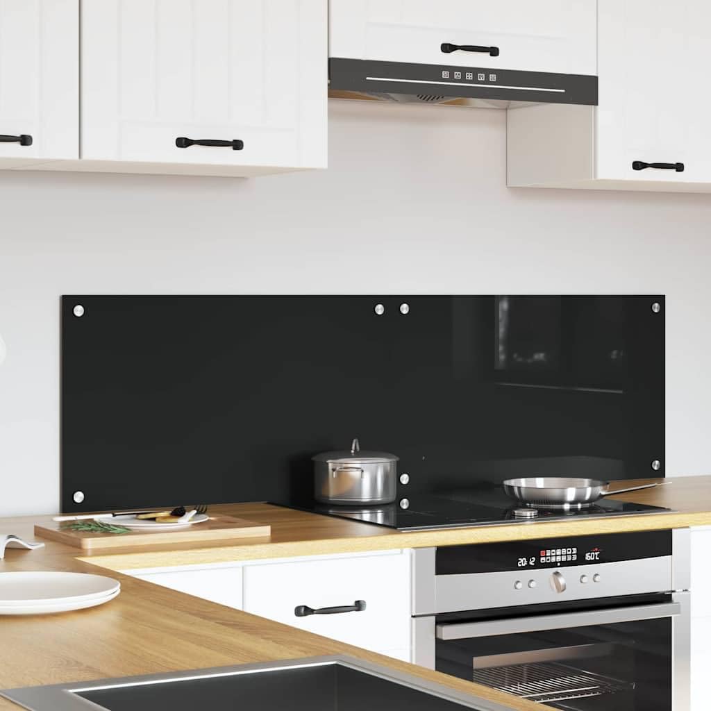 Solivagant Küchenrückwand 2 pcs Schwarz 70 x 40 cm Gehärtetes Glas, Küche Esszimmer,Küchenhelfer -utensilien, 12.6 kg-3415542