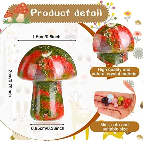 48 Pcs Mini Crystal Mushroom Gemstone Sculpture Decor Carved Witch Mushroom Polished Crystal Cute Mushroom Stones for Witchcraft Supplies Home Garden Lawn Meditation Flower Pot Decor(Fresh Style)