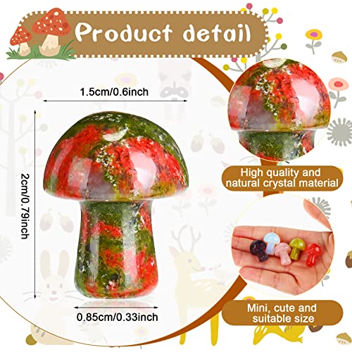 48 Pcs Mini Crystal Mushroom Gemstone Sculpture Decor Carved Witch Mushroom Polished Crystal Cute Mushroom Stones For Witchcraft Supplies Home Garden Lawn Meditation Flower Pot Decor(Fresh Style) #TOP1