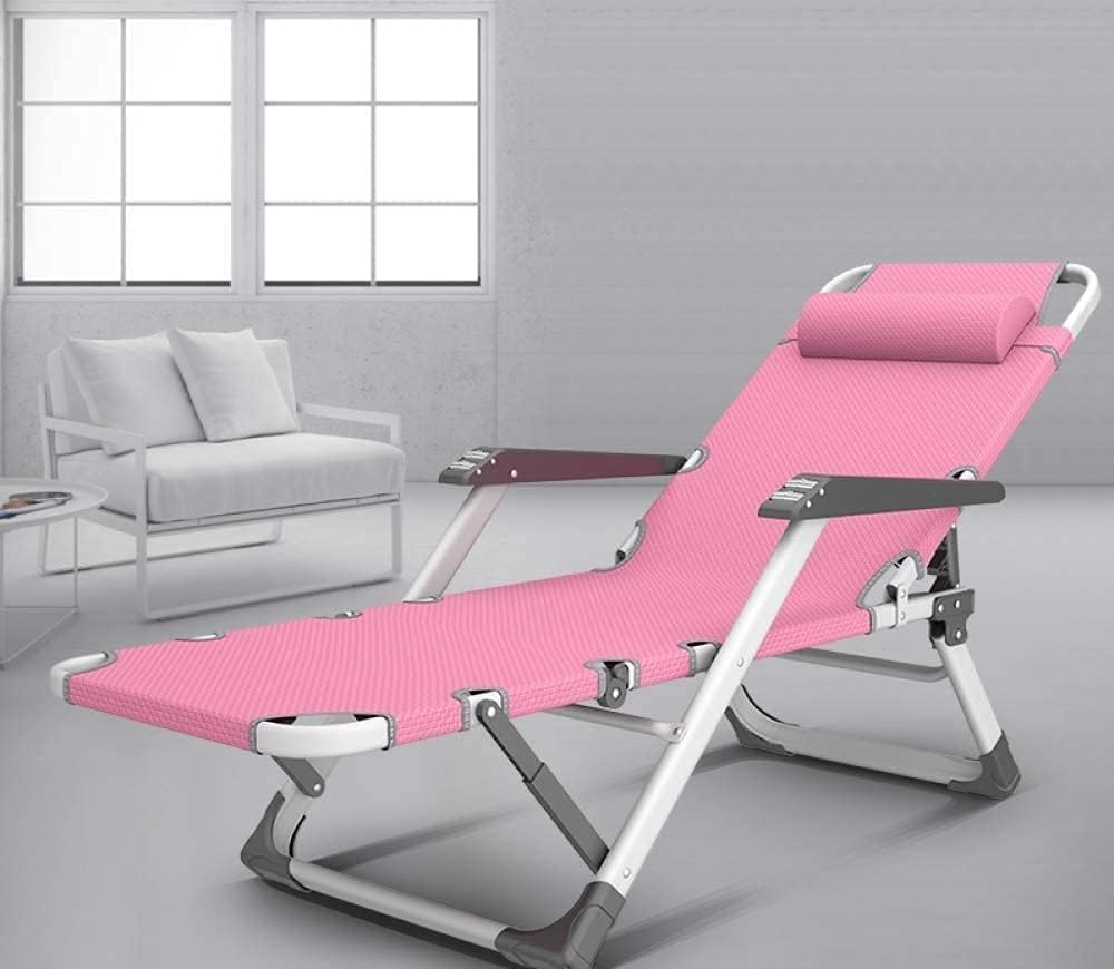 Folding Outdoor Chaise Lounge Chair,with Pillow Gravity Adjustable Reclining Deck - for Office Pool(D)