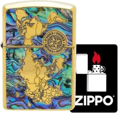 Encendedor Zippo Shell-World Map Oil con Grabado y Adhesivo miniatura 2